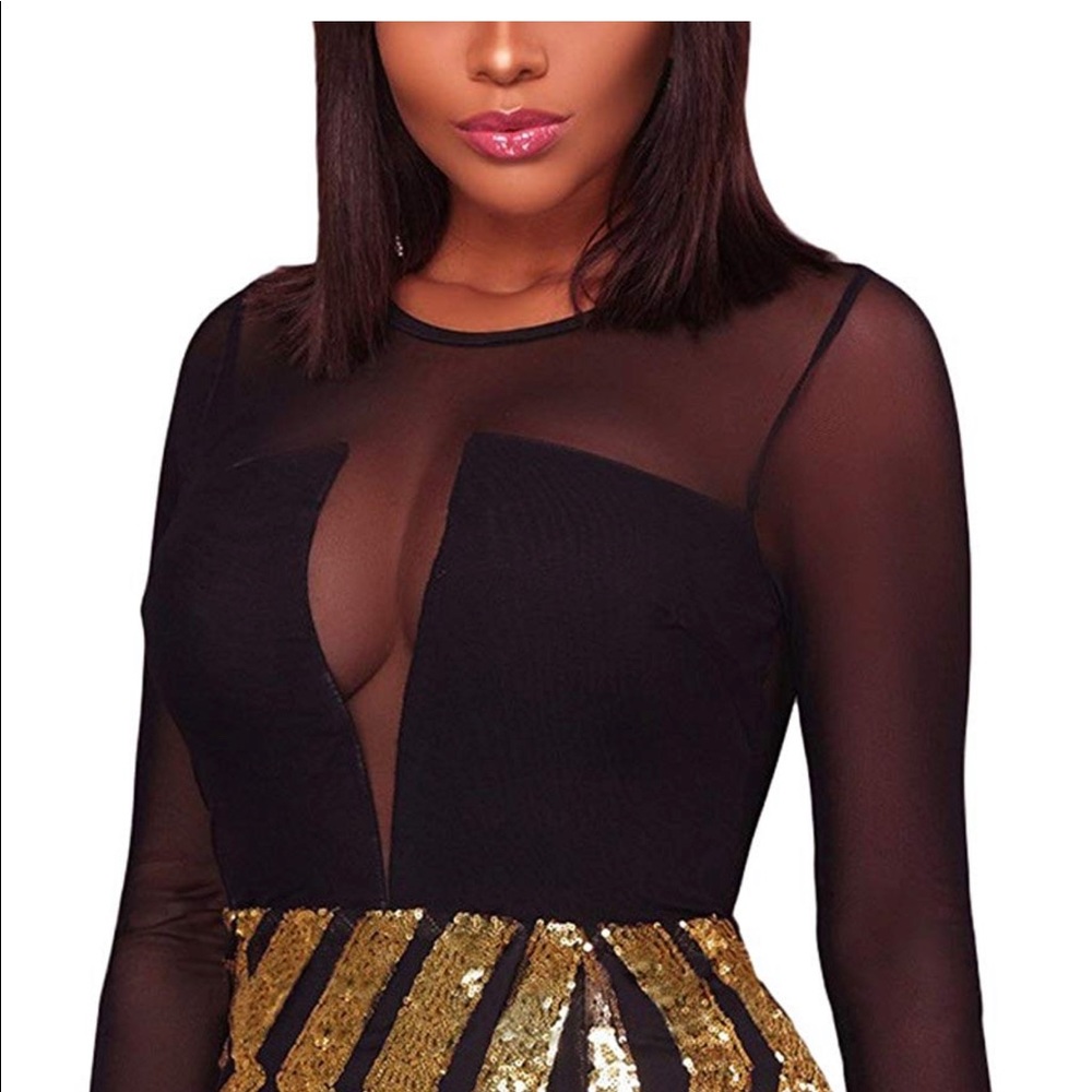 Sheer and Sequin Party Dress - Picture 2 of 4